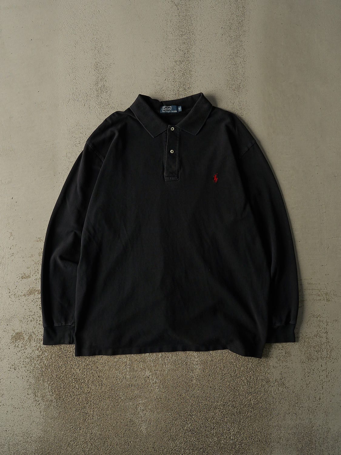 Vintage 90s Black Polo Ralph Lauren Quarter Button Long Sleeve (XXL)