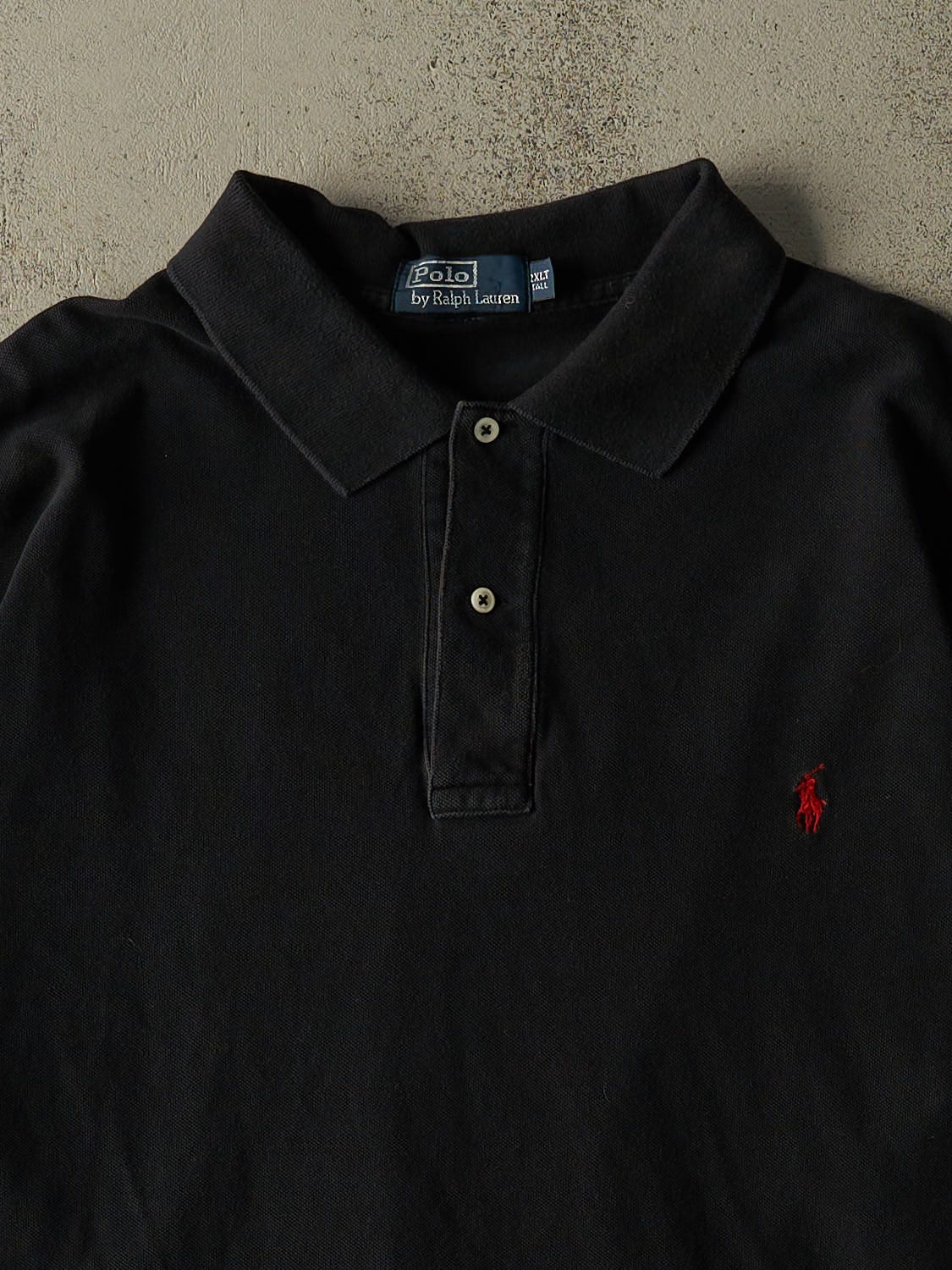 Vintage 90s Black Polo Ralph Lauren Quarter Button Long Sleeve (XXL)