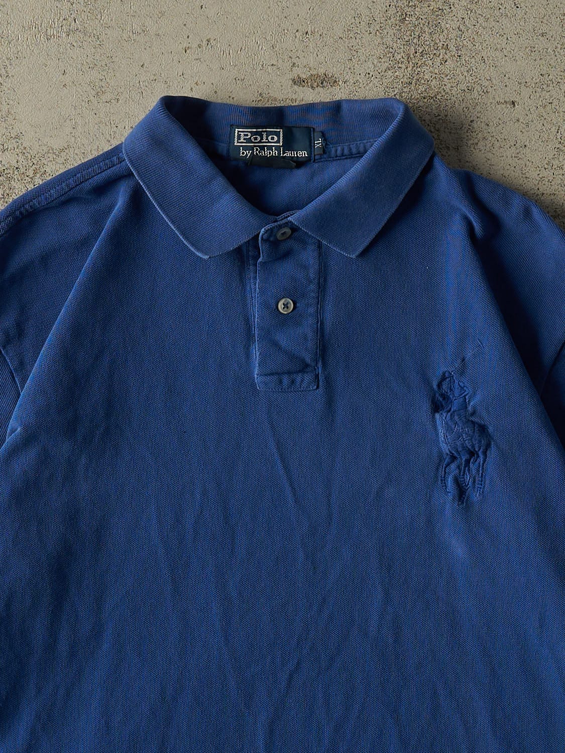 Vintage Y2K Blue Polo Ralph Lauren Quarter Button Tee (M/L)