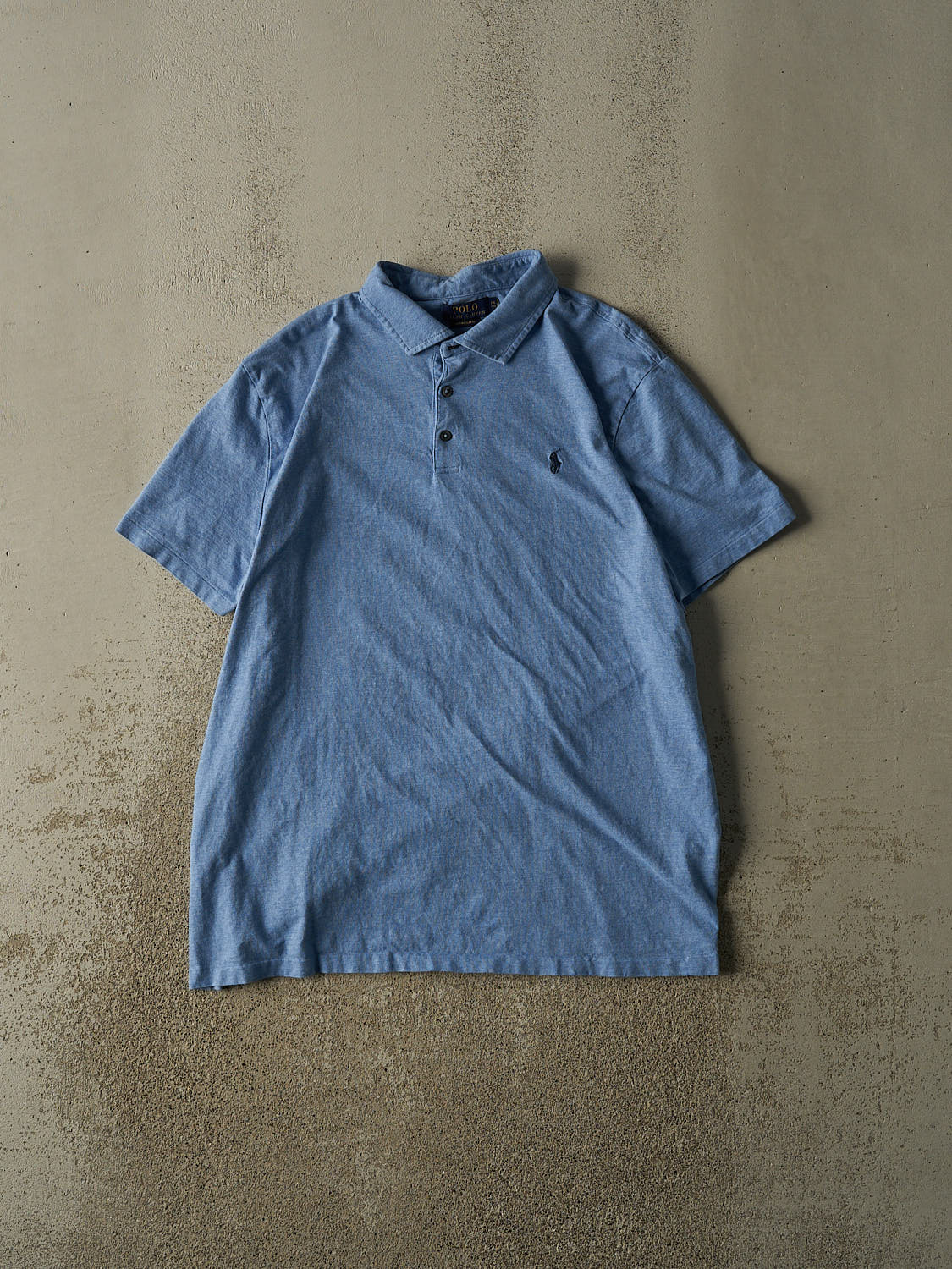 Vintage Y2K Blue Polo Ralph Lauren Quarter Button Tee (XL)