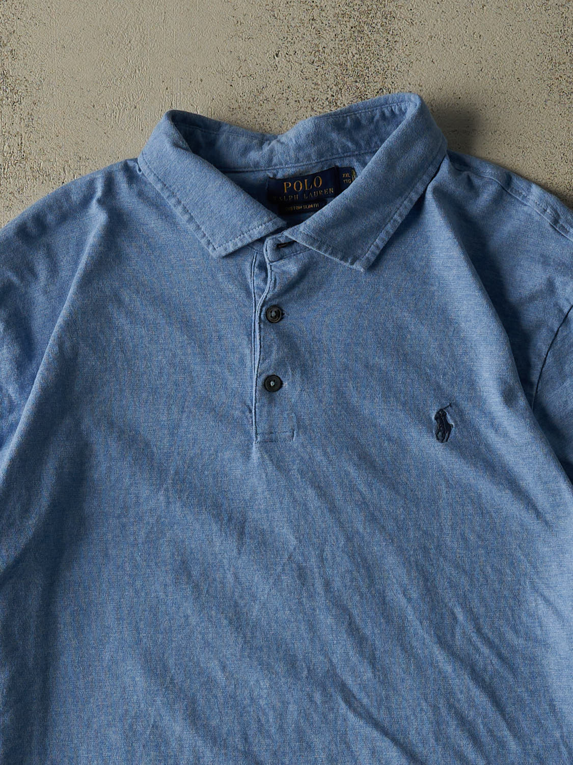 Vintage Y2K Blue Polo Ralph Lauren Quarter Button Tee (XL)