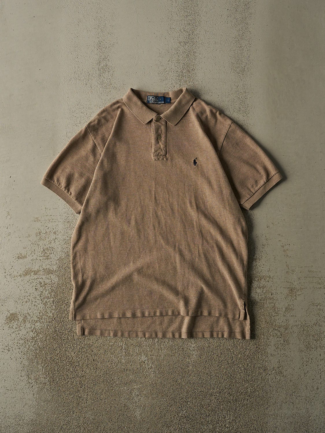 Vintage 90s Beige Polo Ralph Lauren Quarter Button Tee (L/XL)