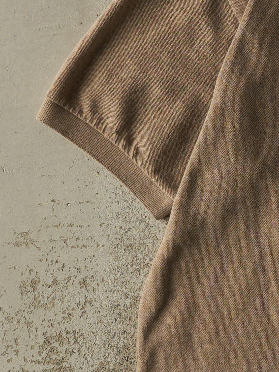 Vintage 90s Beige Polo Ralph Lauren Quarter Button Tee (L/XL)