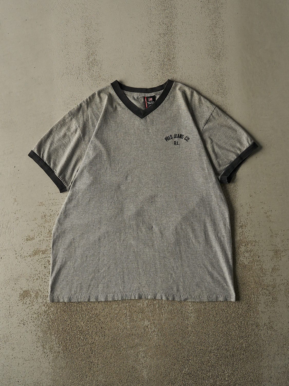Vintage 90s Grey Polo Jeans Co Ralph Lauren Ringer Tee (L/XL)
