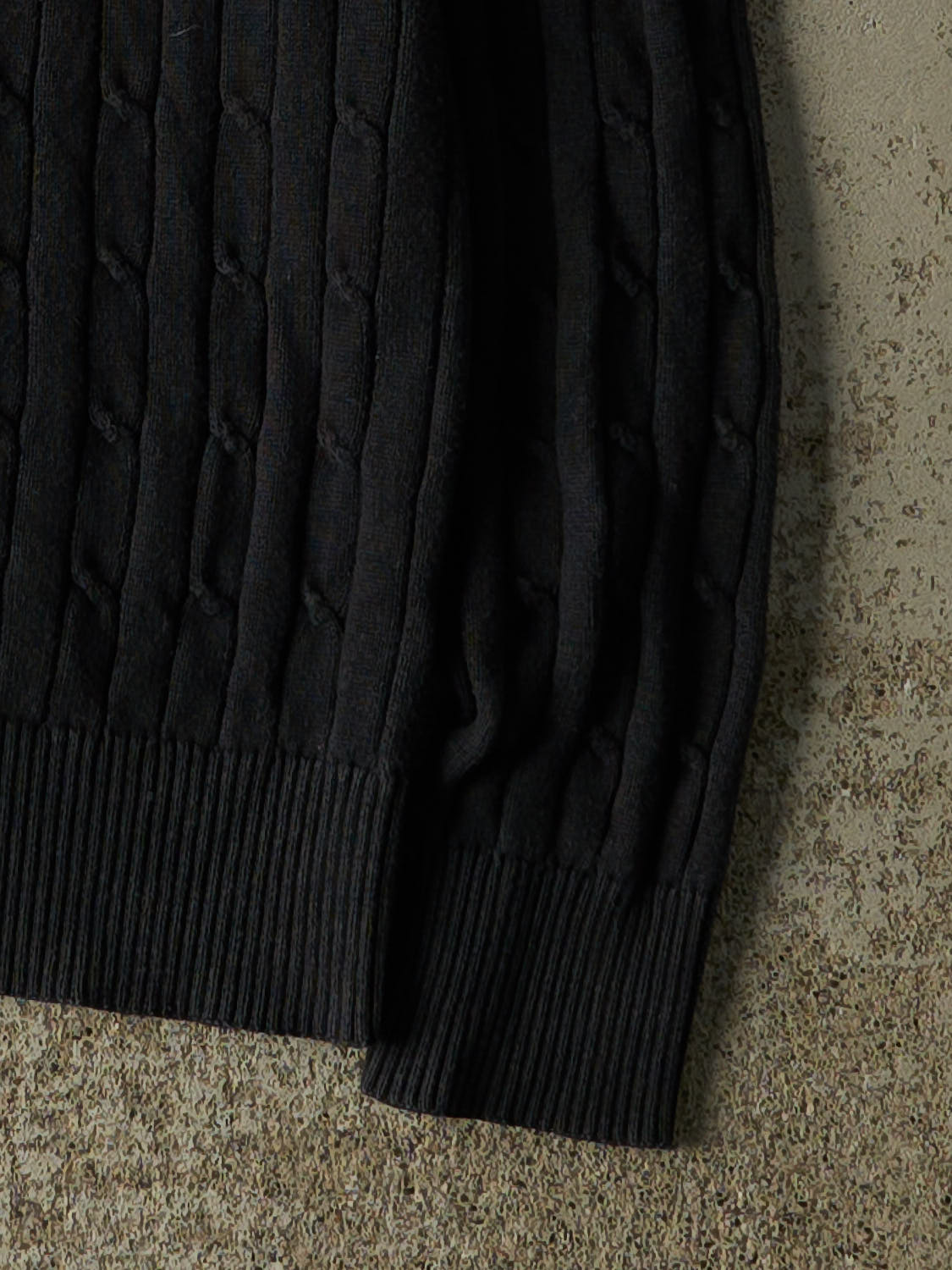 Vintage 90s Black Polo Ralph Lauren Cable Knit (XS/S)