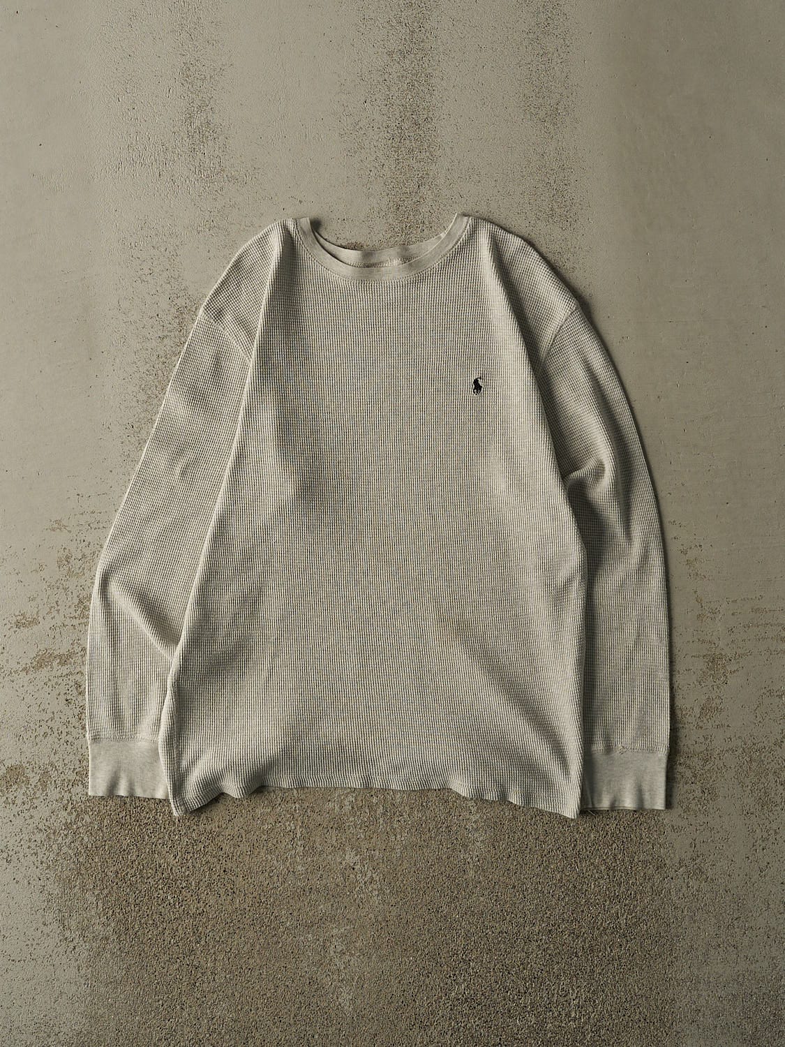 Vintage Y2K Heather Grey Polo Ralph Lauren Thermal Long Sleeve (L/XL)