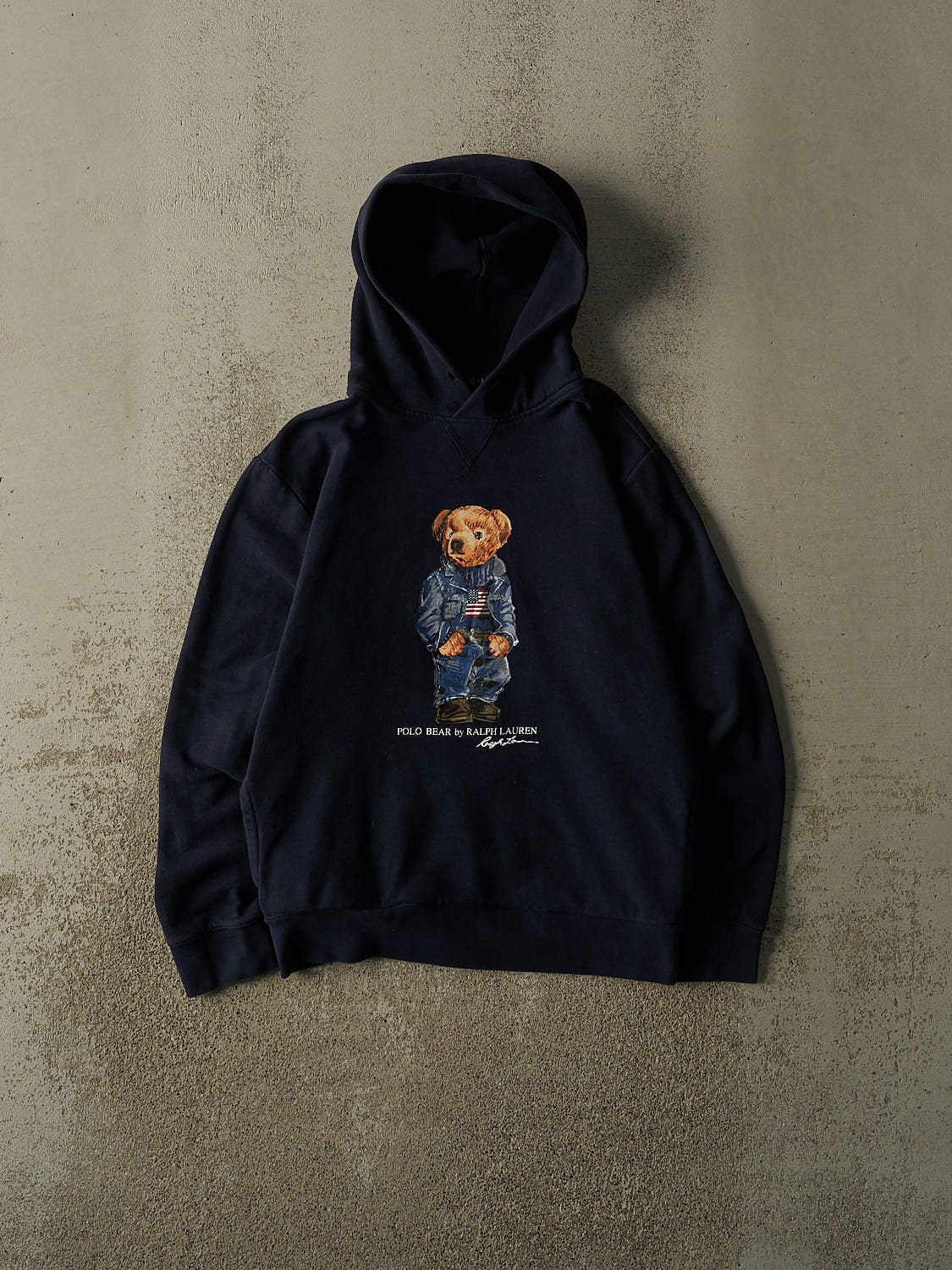 Vintage Y2K Navy Blue Polo Ralph Lauren Polo Bear  Hoodie (S/M)