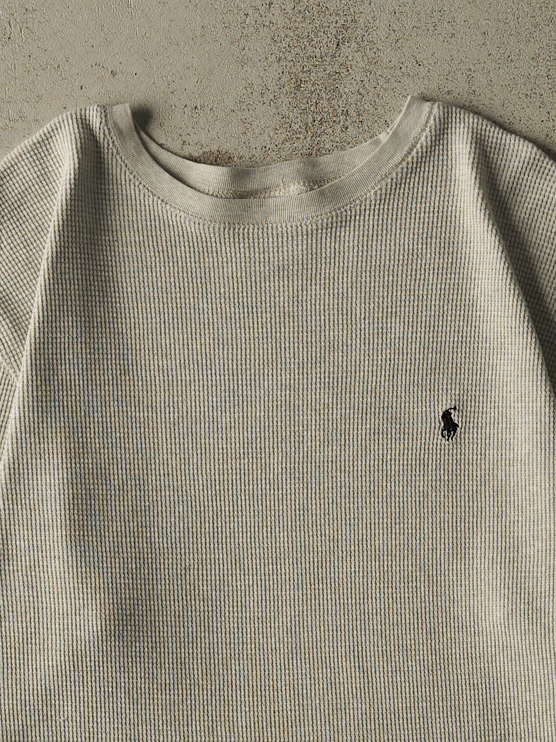 Vintage Y2K Heather Grey Polo Ralph Lauren Thermal Long Sleeve (L/XL)