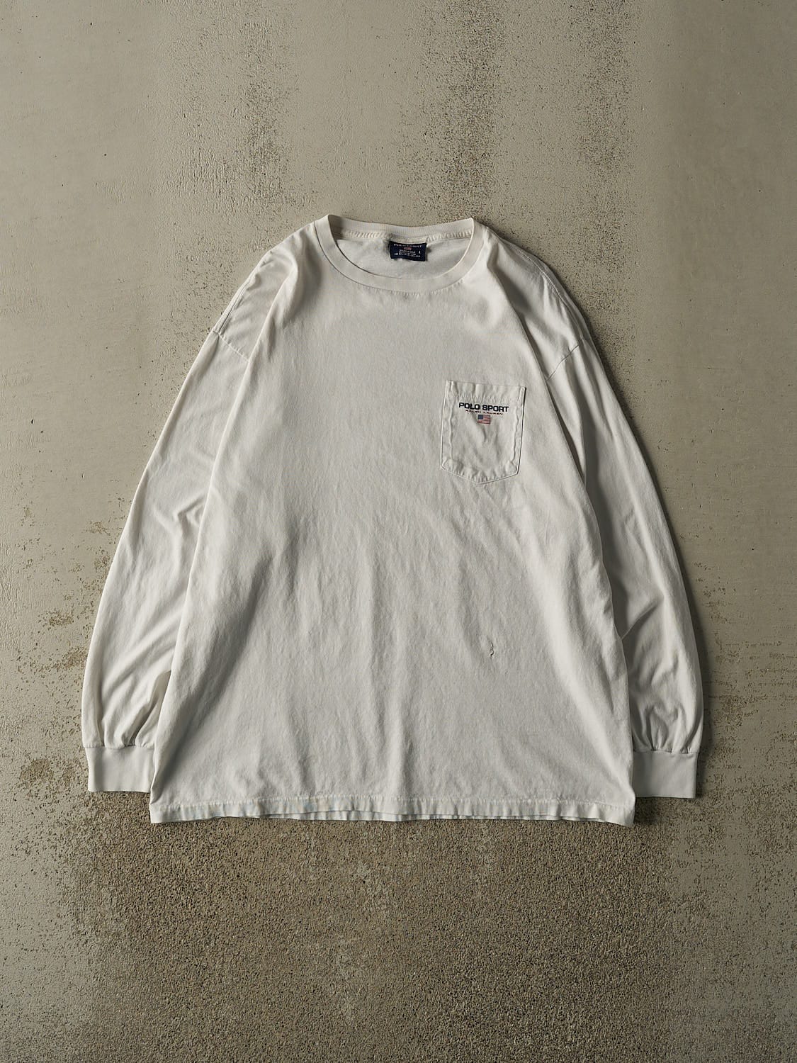 Vintage 90s White Polo Sport Pocket Long Sleeve (L/XL)