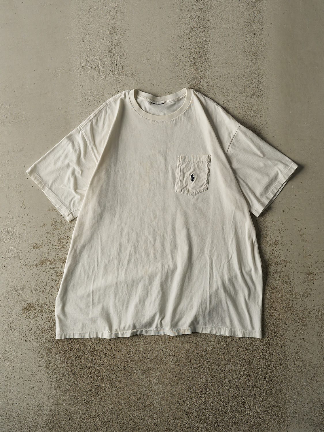 Vintage 90s White Polo Ralph Lauren Pocket Tee (XL)