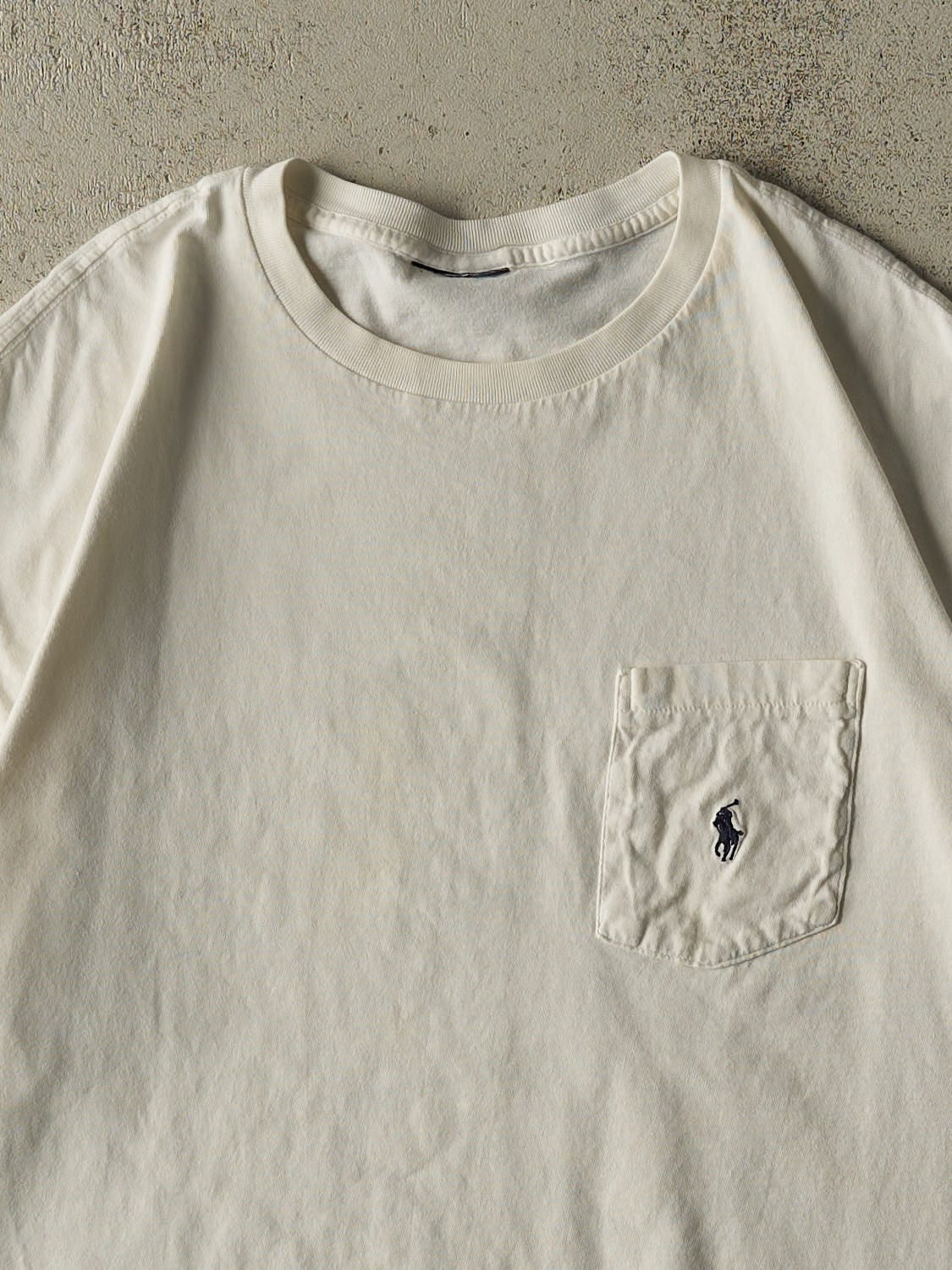 Vintage 90s White Polo Ralph Lauren Pocket Tee (XL)