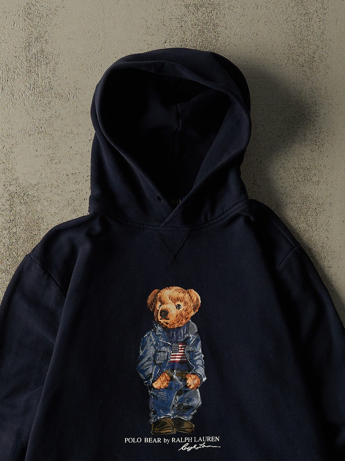 Vintage Y2K Navy Blue Polo Ralph Lauren Polo Bear  Hoodie (S/M)