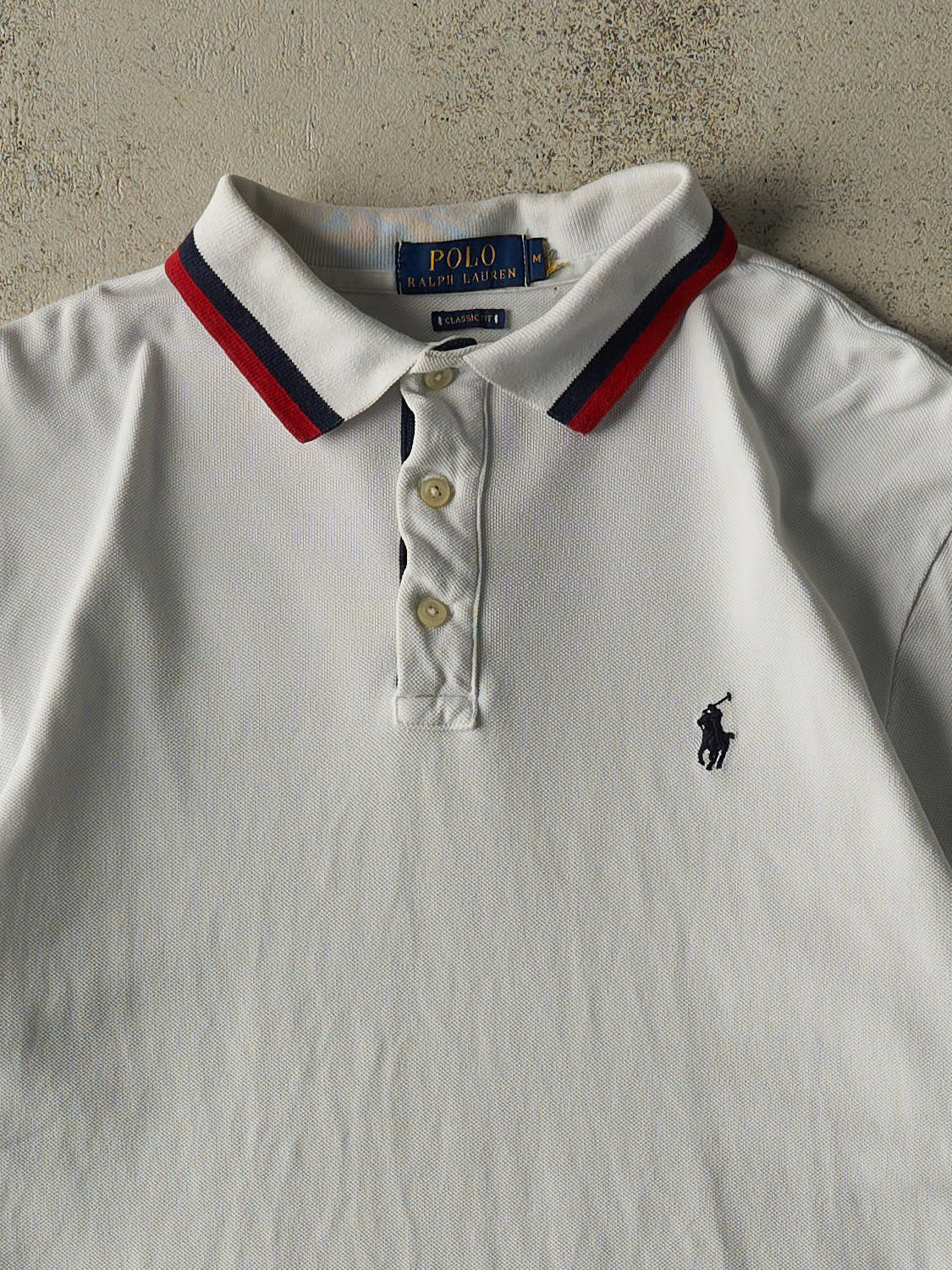 Vintage Y2K White Polo Ralph Lauren Quarter Button Tee (M/L)