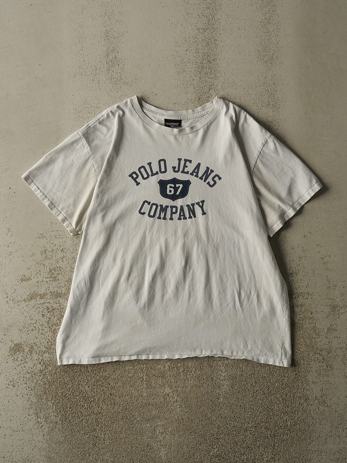Vintage 90s Beige Polo Jeans Tee (L/XL)