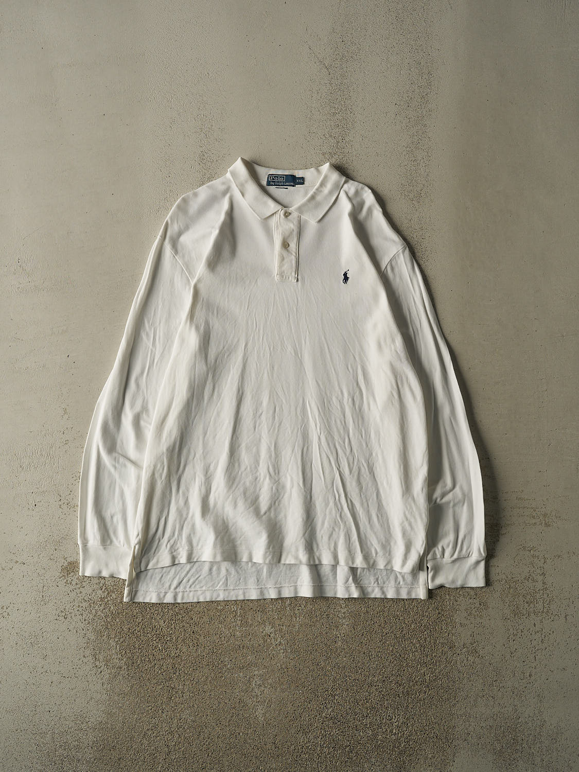Vintage 90s White Polo Ralph Lauren Quarter Button Long Sleeve (XXL/XXXL)