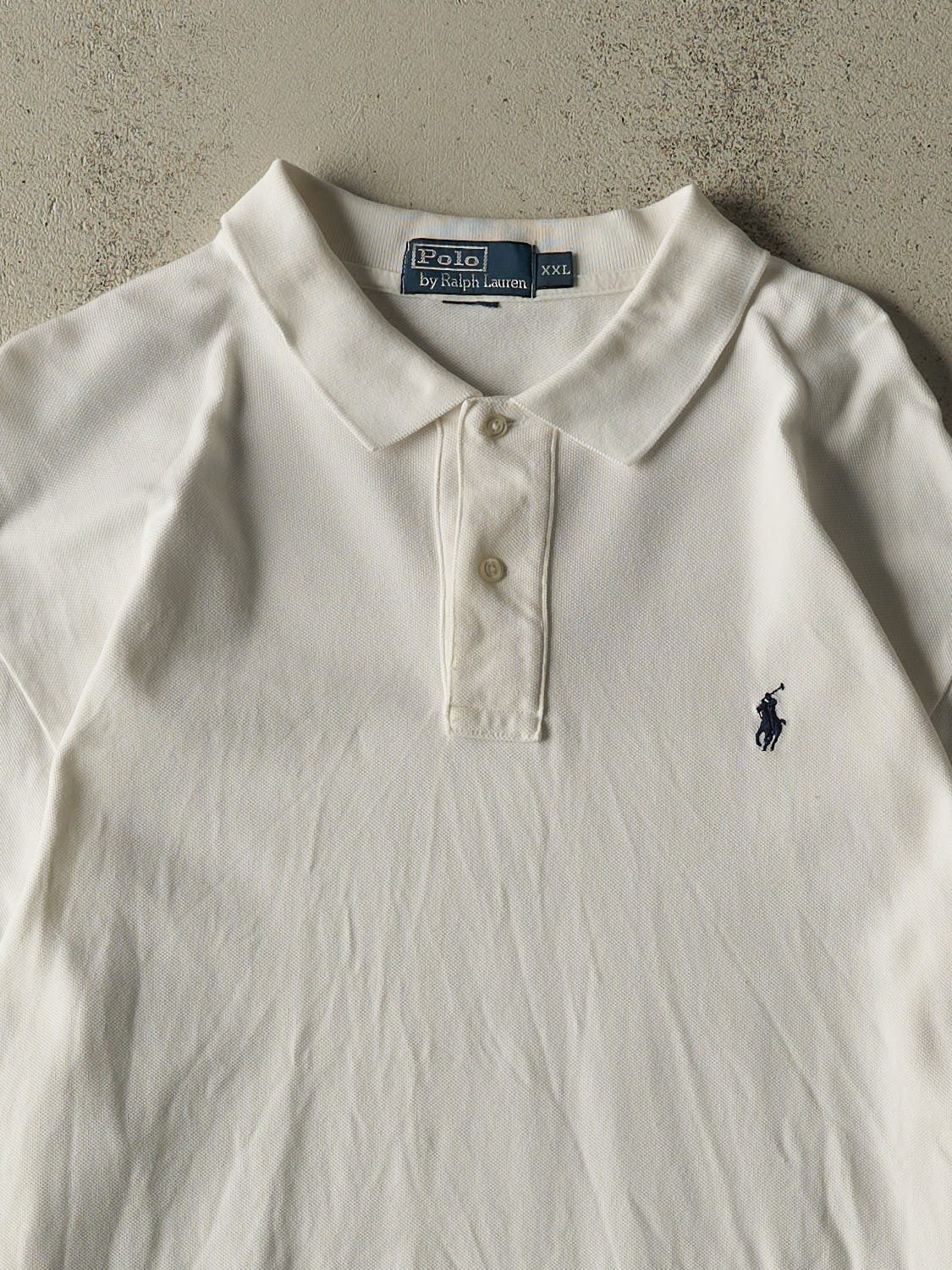 Vintage 90s White Polo Ralph Lauren Quarter Button Long Sleeve (XXL/XXXL)