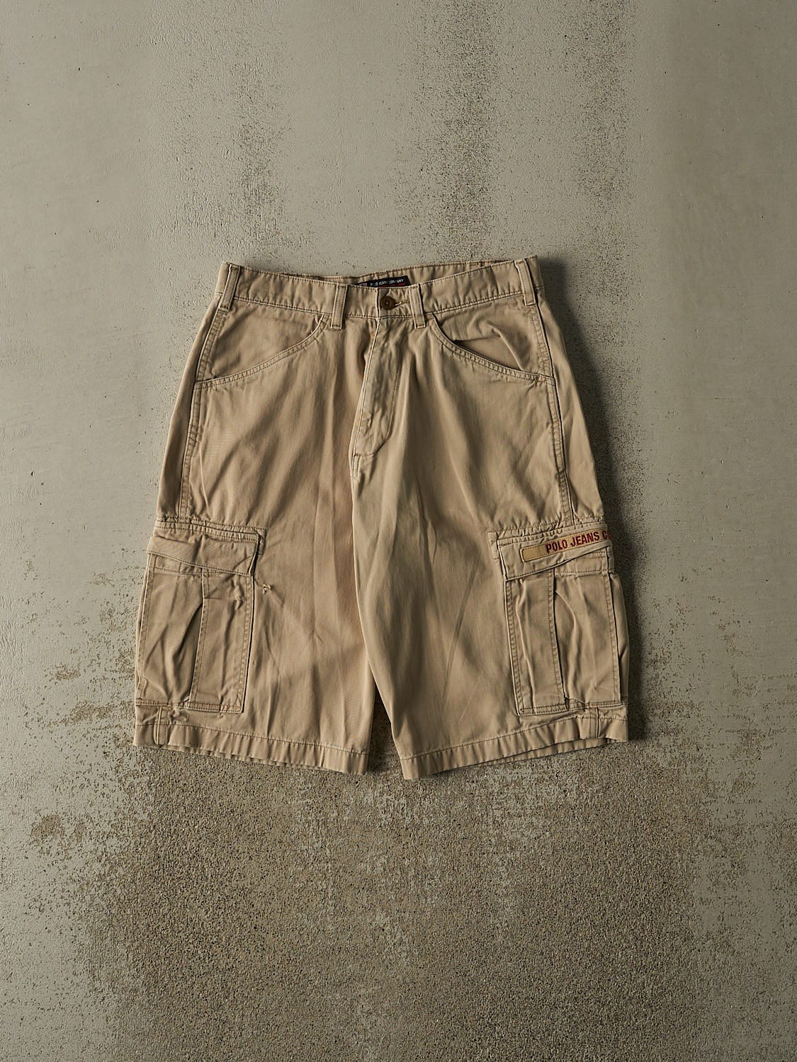 Vintage 90s Beige Polo Jeans Cargo Shorts (31x13.5)
