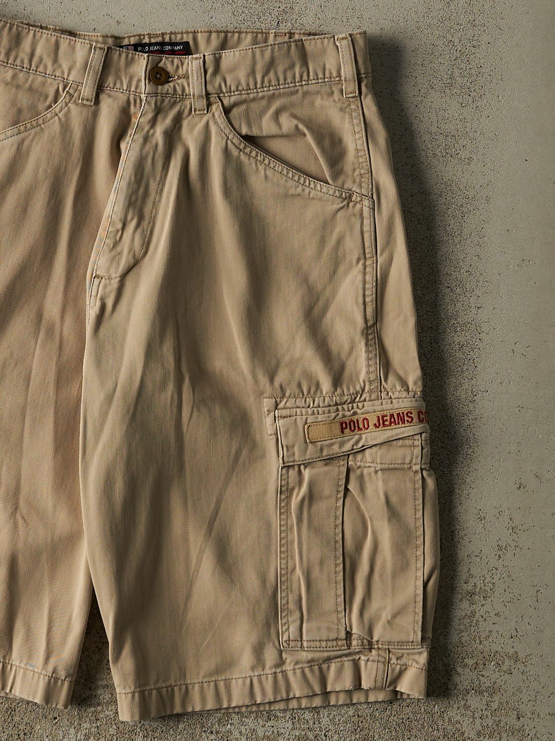 Vintage 90s Beige Polo Jeans Cargo Shorts (31x13.5)