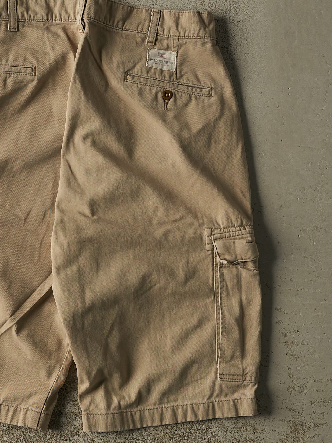 Vintage 90s Beige Polo Jeans Cargo Shorts (31x13.5)