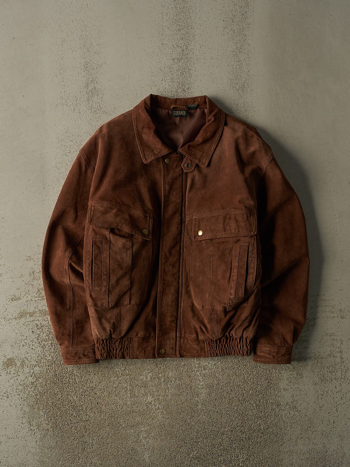Vintage 90s Brown Suede Bomber Jacket (L/XL)
