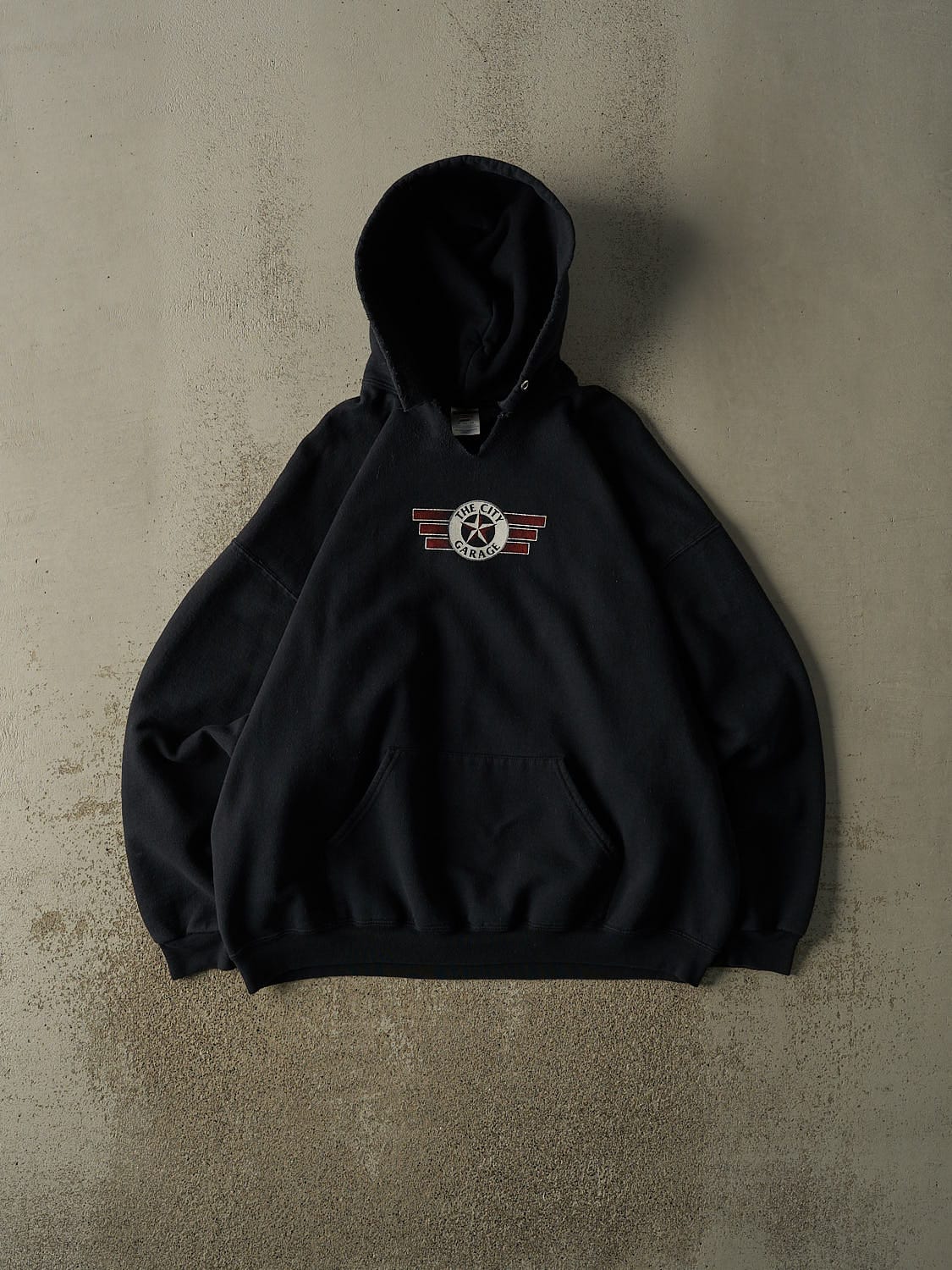 Vintage Y2K Faded Black The City Garage  Hoodie (XXL/XXXL)