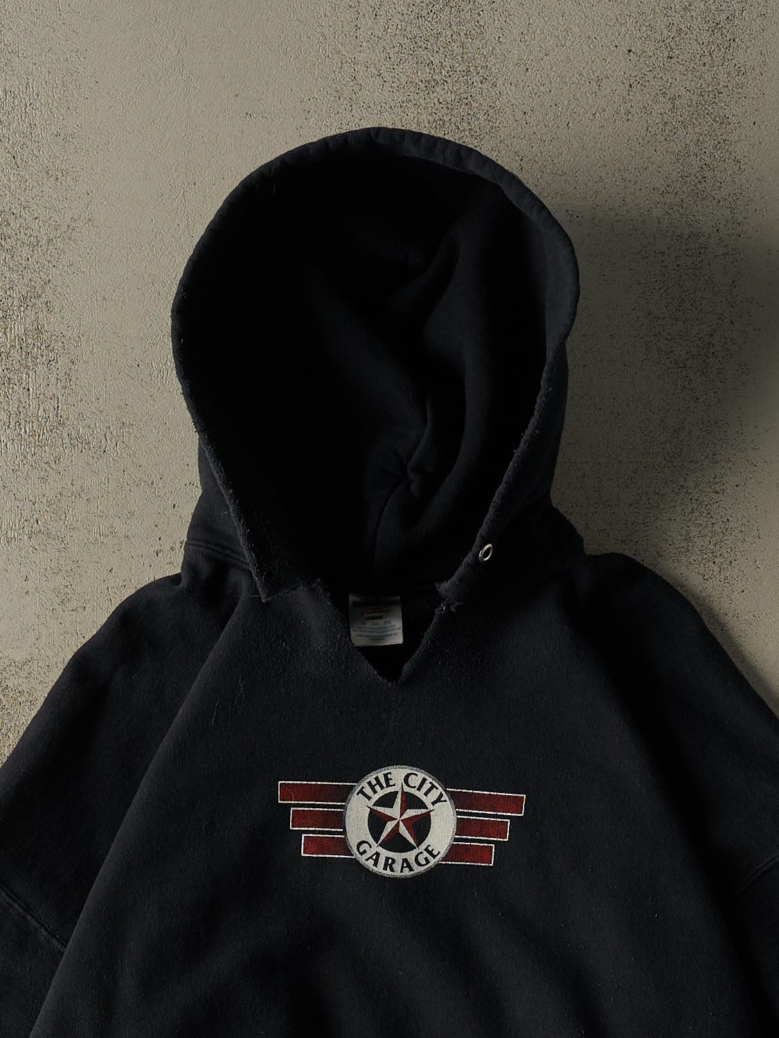 Vintage Y2K Faded Black The City Garage  Hoodie (XXL/XXXL)