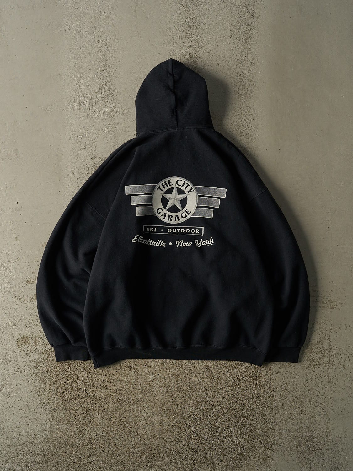 Vintage Y2K Faded Black The City Garage  Hoodie (XXL/XXXL)