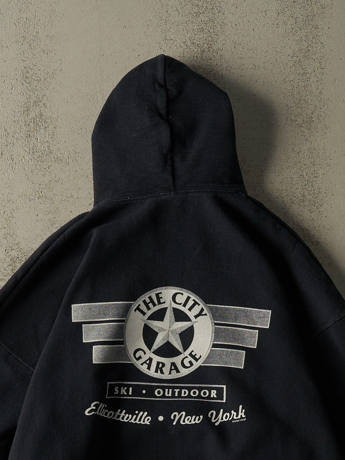 Vintage Y2K Faded Black The City Garage  Hoodie (XXL/XXXL)