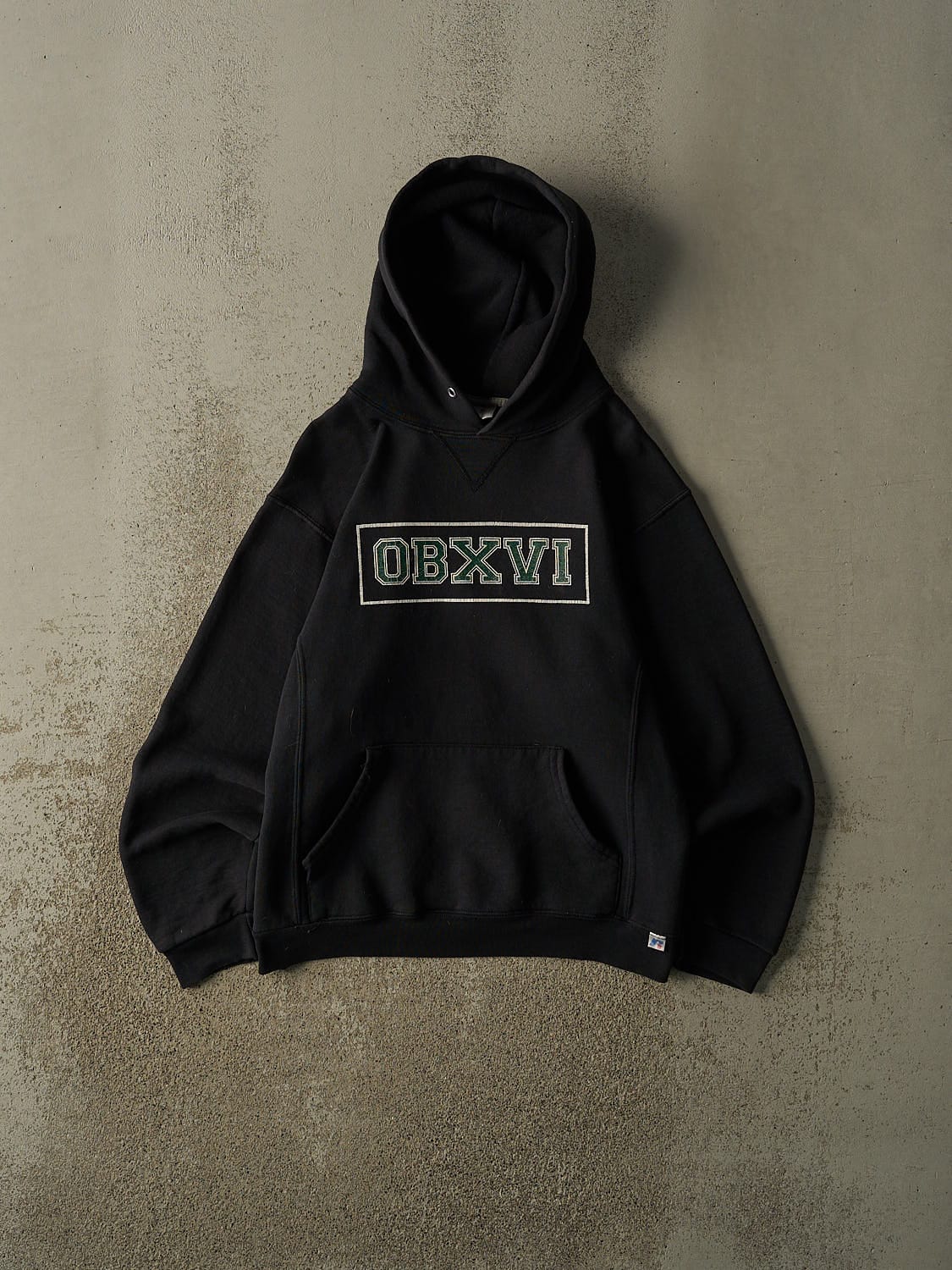 Vintage Y2K Black Russell Athletic OBXVI Hoodie (M)