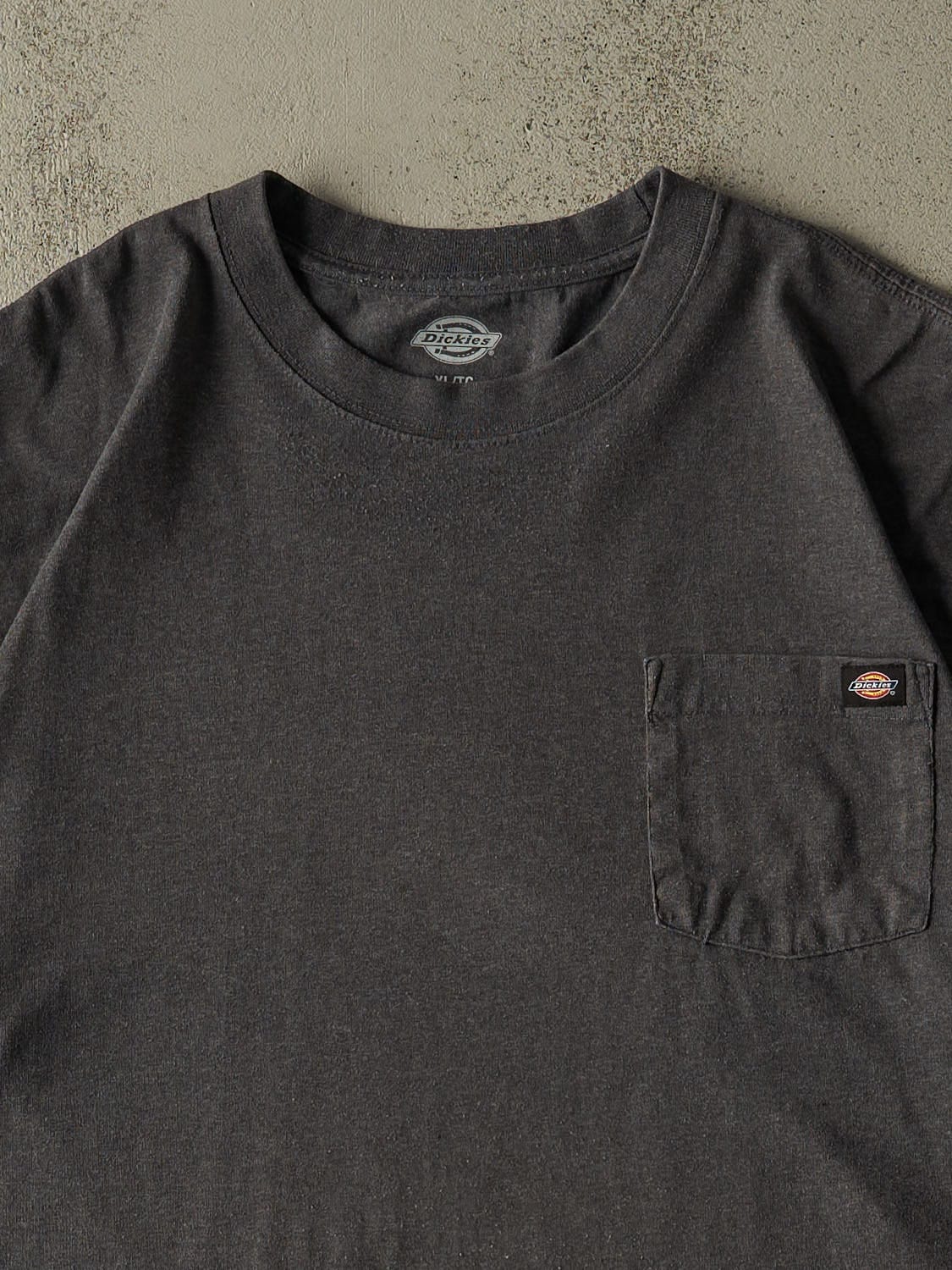 Vintage Y2K Charcoal Grey Dickies Embroidered Pocket Tee (XL/XXL)