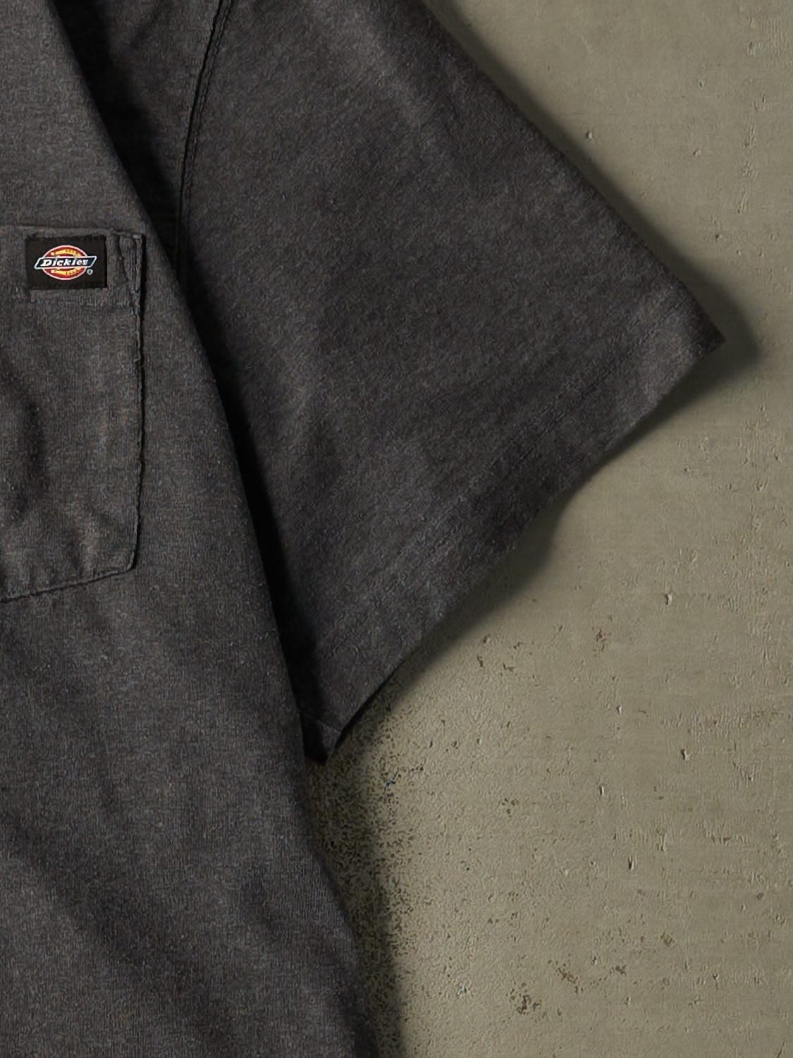 Vintage Y2K Charcoal Grey Dickies Embroidered Pocket Tee (XL/XXL)