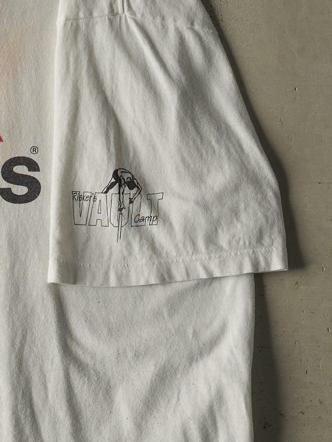 Vintage 90s White Adidas Risker's Pole Vault Camp Tee (XXL )
