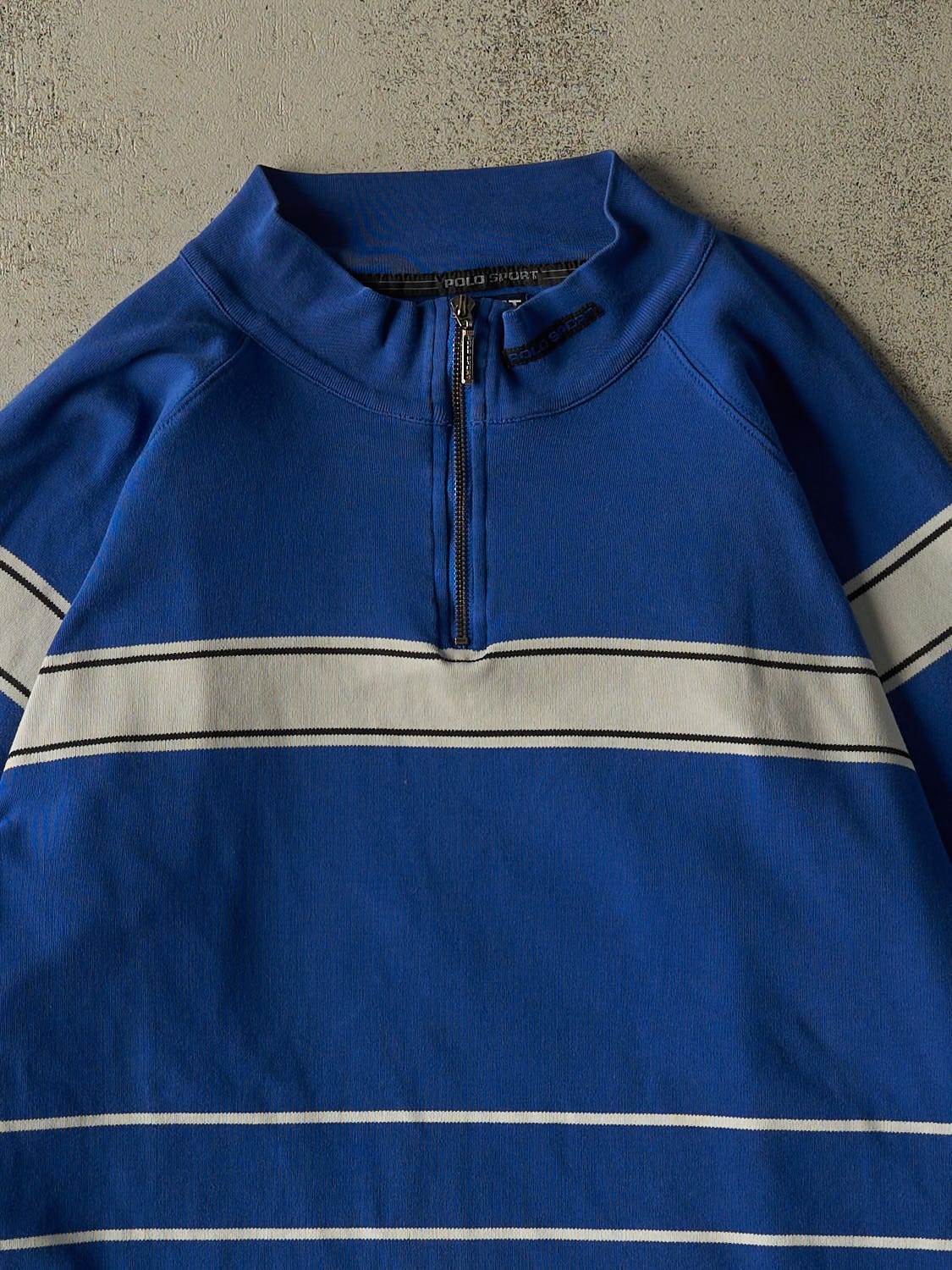 Vintage 90s Blue Polo Sport Ralph Lauren Quarter Zip Knit (XL/XXL)