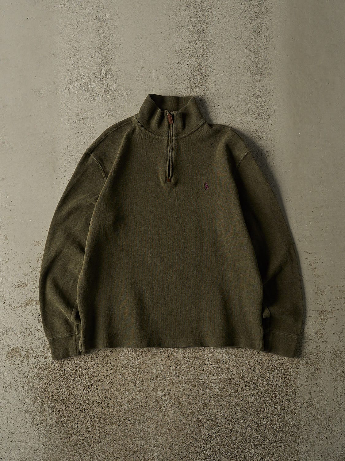 Vintage Y2K Green Polo Ralph Lauren Quarter Zip Knit (S/M)