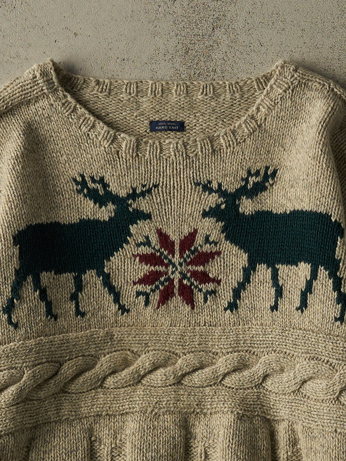 Vintage 90s RARE Beige Polo Ralph Lauren Reindeer Wool Knit (M/L)