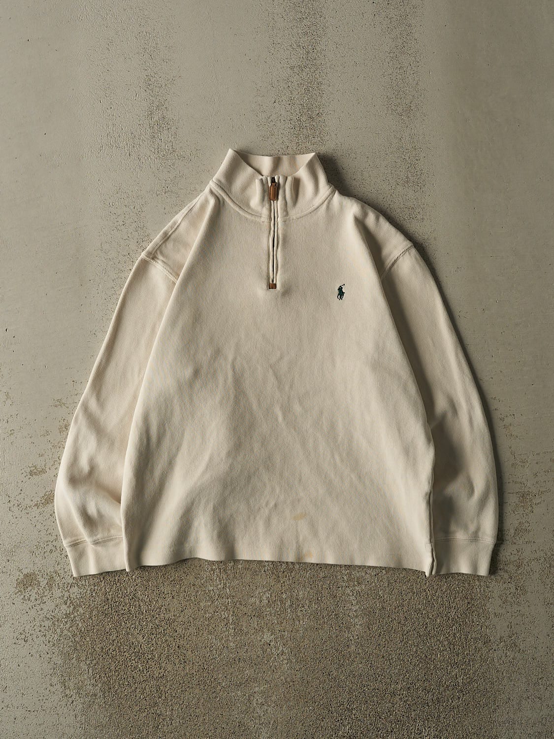 Vintage Y2K Beige Polo Ralph Lauren Quarter Zip Knit (S/M)