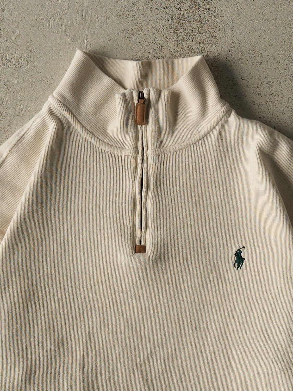 Vintage Y2K Beige Polo Ralph Lauren Quarter Zip Knit (S/M)
