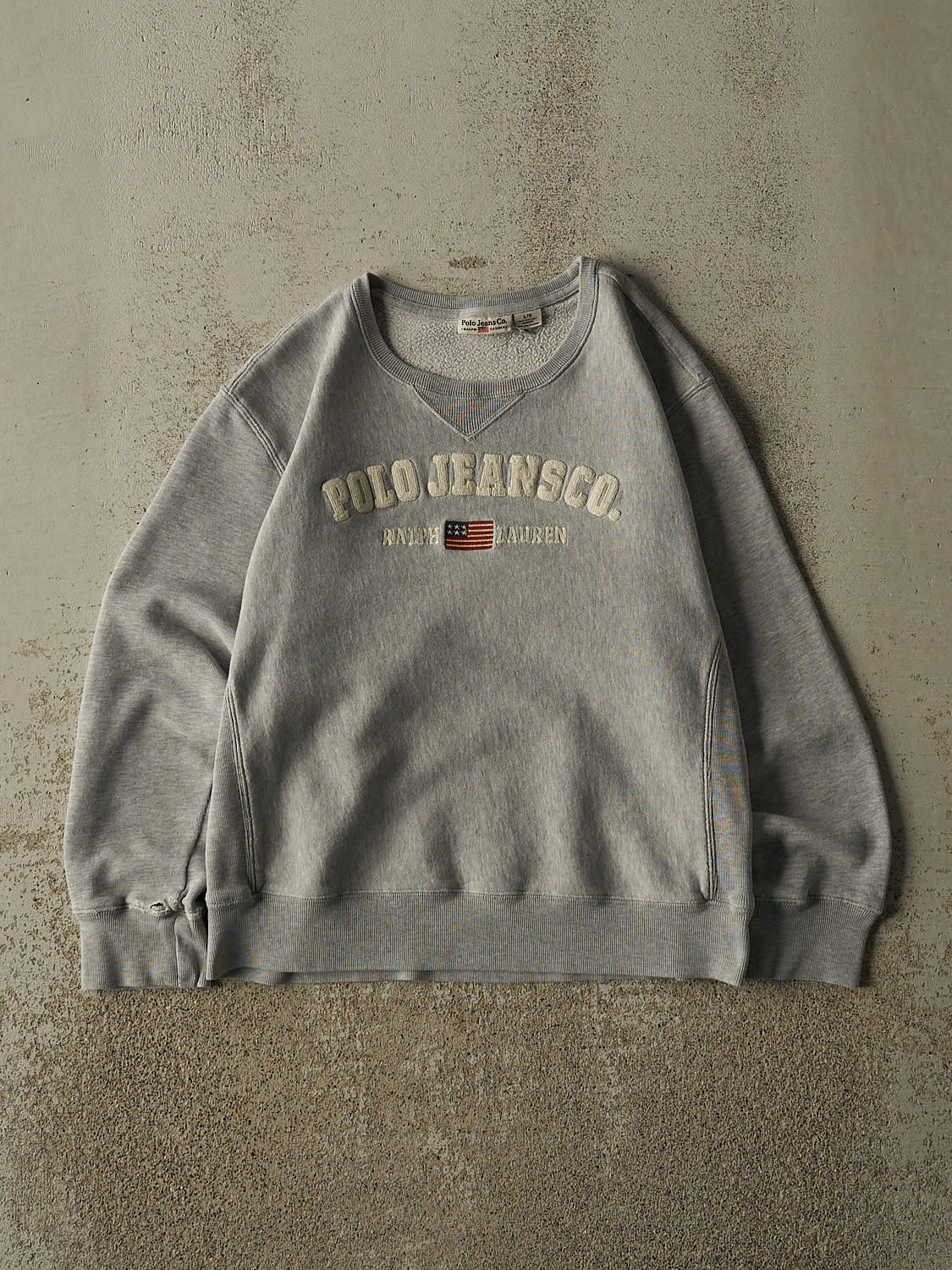 Vintage Y2K Grey Polo Jeans Co Ralph Lauren Crewneck (XS)