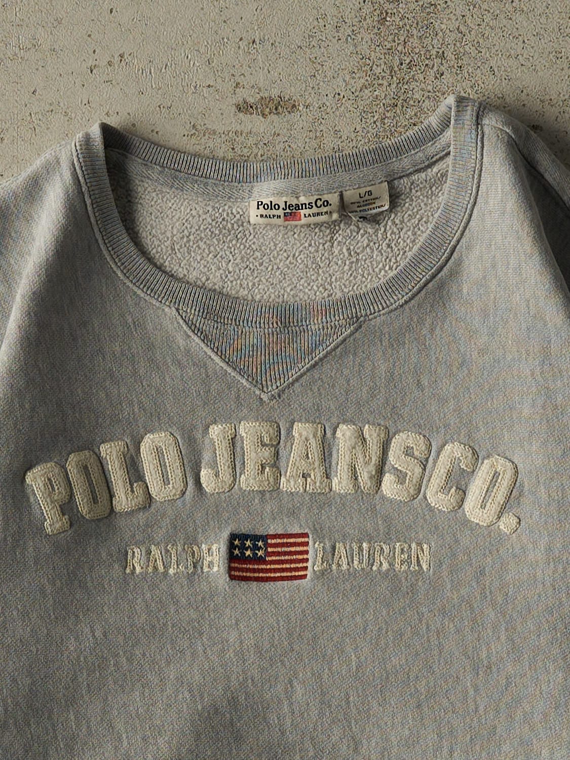 Vintage Y2K Grey Polo Jeans Co Ralph Lauren Crewneck (XS)