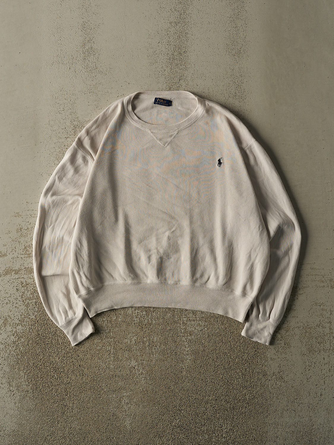 Vintage Y2K Beige Polo Ralph Lauren Embroidered Knit (M/L)