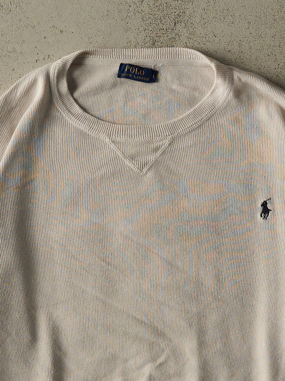 Vintage Y2K Beige Polo Ralph Lauren Embroidered Knit (M/L)