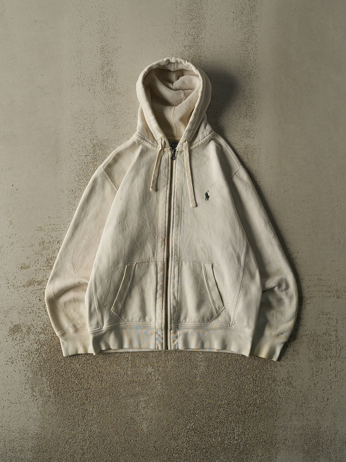 Vintage Y2K Beige Polo Ralph Lauren Zip Up Hoodie (M/L)