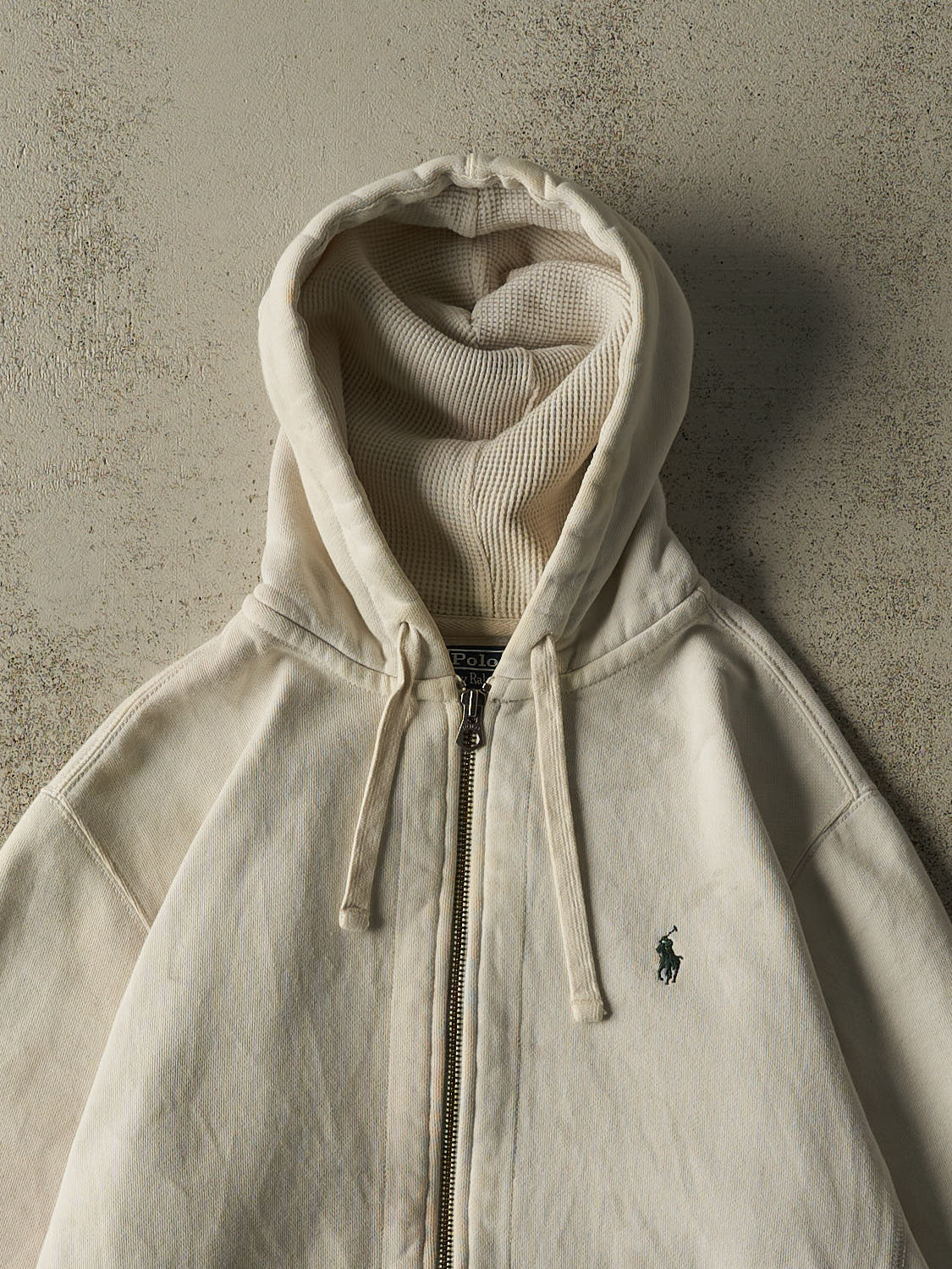Vintage Y2K Beige Polo Ralph Lauren Zip Up Hoodie (M/L)