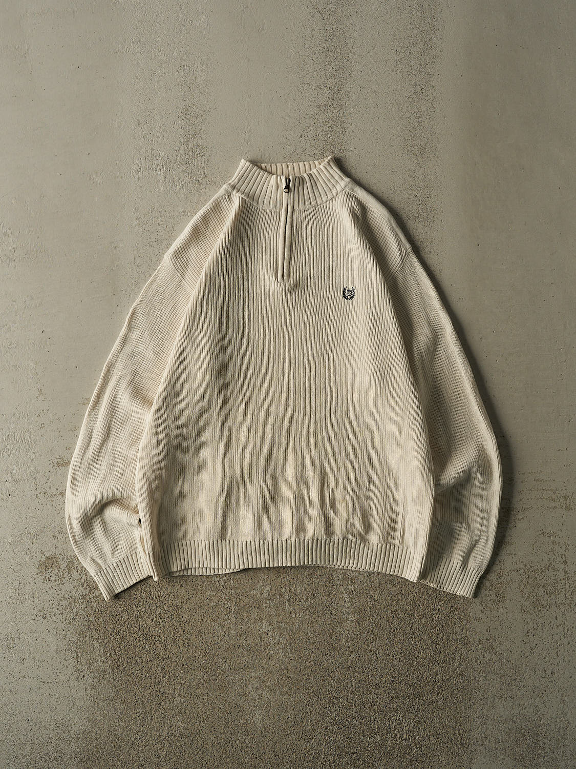 Vintage 90s Beige Chaps Ralph Lauren Quarter Zip Knit (XL)