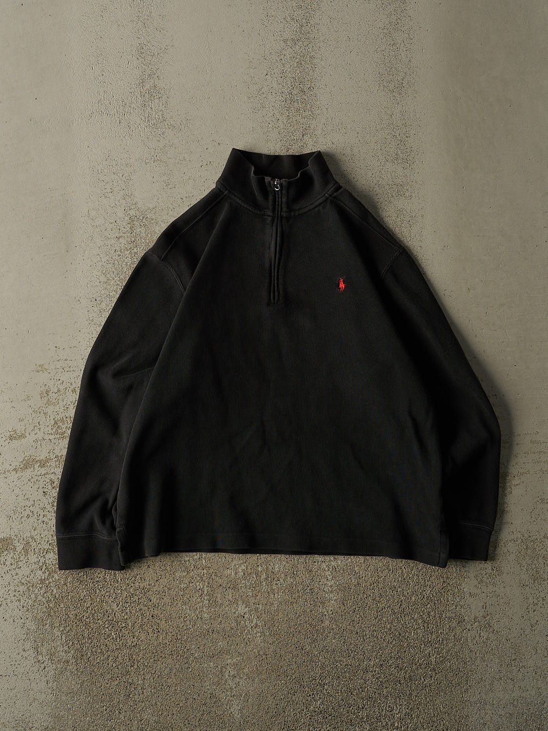 Vintage 90s Black Polo Ralph Lauren Quarter Zip Knit (M/L)