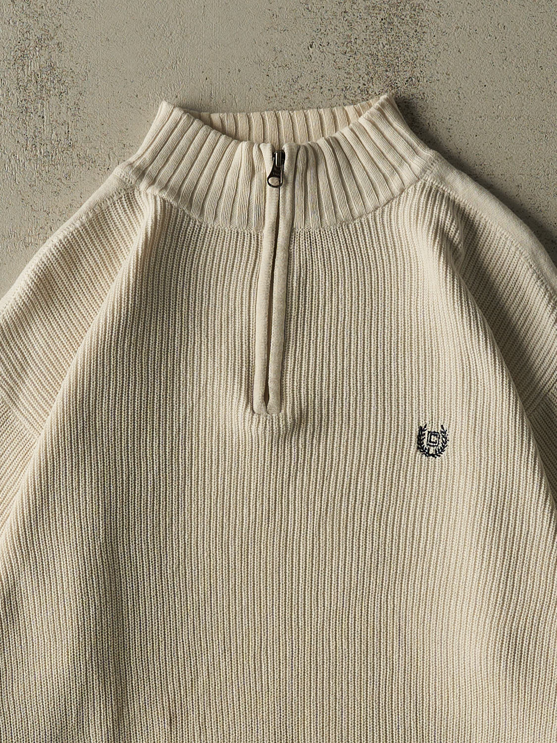 Vintage 90s Beige Chaps Ralph Lauren Quarter Zip Knit (XL)