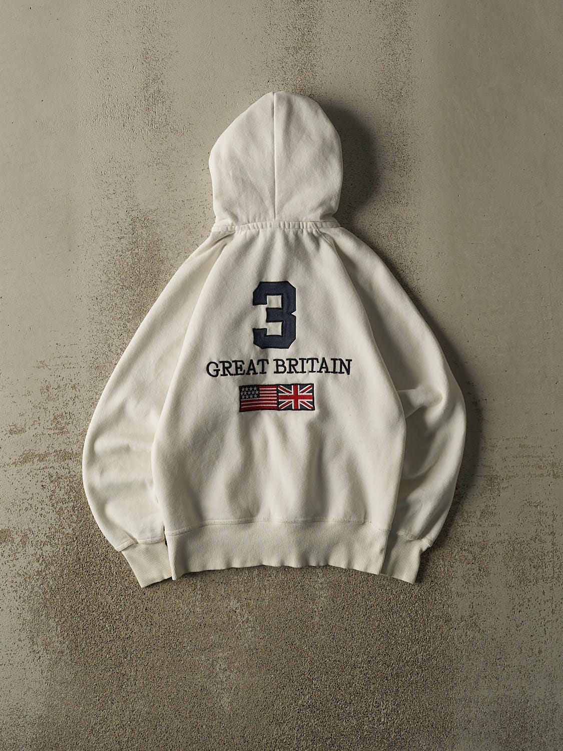 Vintage Y2K Beige Polo Ralph Lauren Britain Zip Up Hoodie (XS/S)
