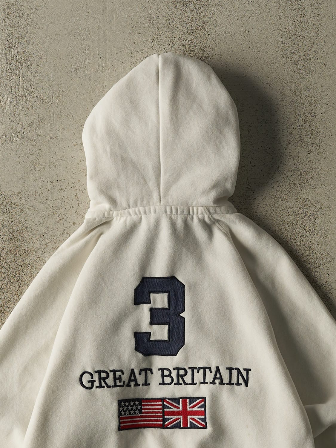 Vintage Y2K Beige Polo Ralph Lauren Britain Zip Up Hoodie (XS/S)