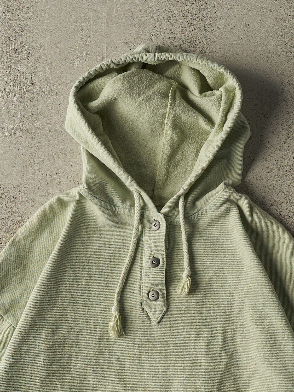 Vintage 90s Pastel Green Quarter Button Lightweight Hoodie (L)