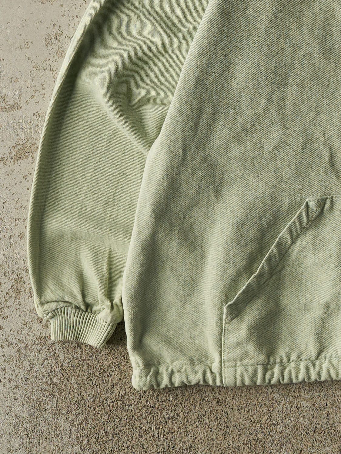 Vintage 90s Pastel Green Quarter Button Lightweight Hoodie (L)